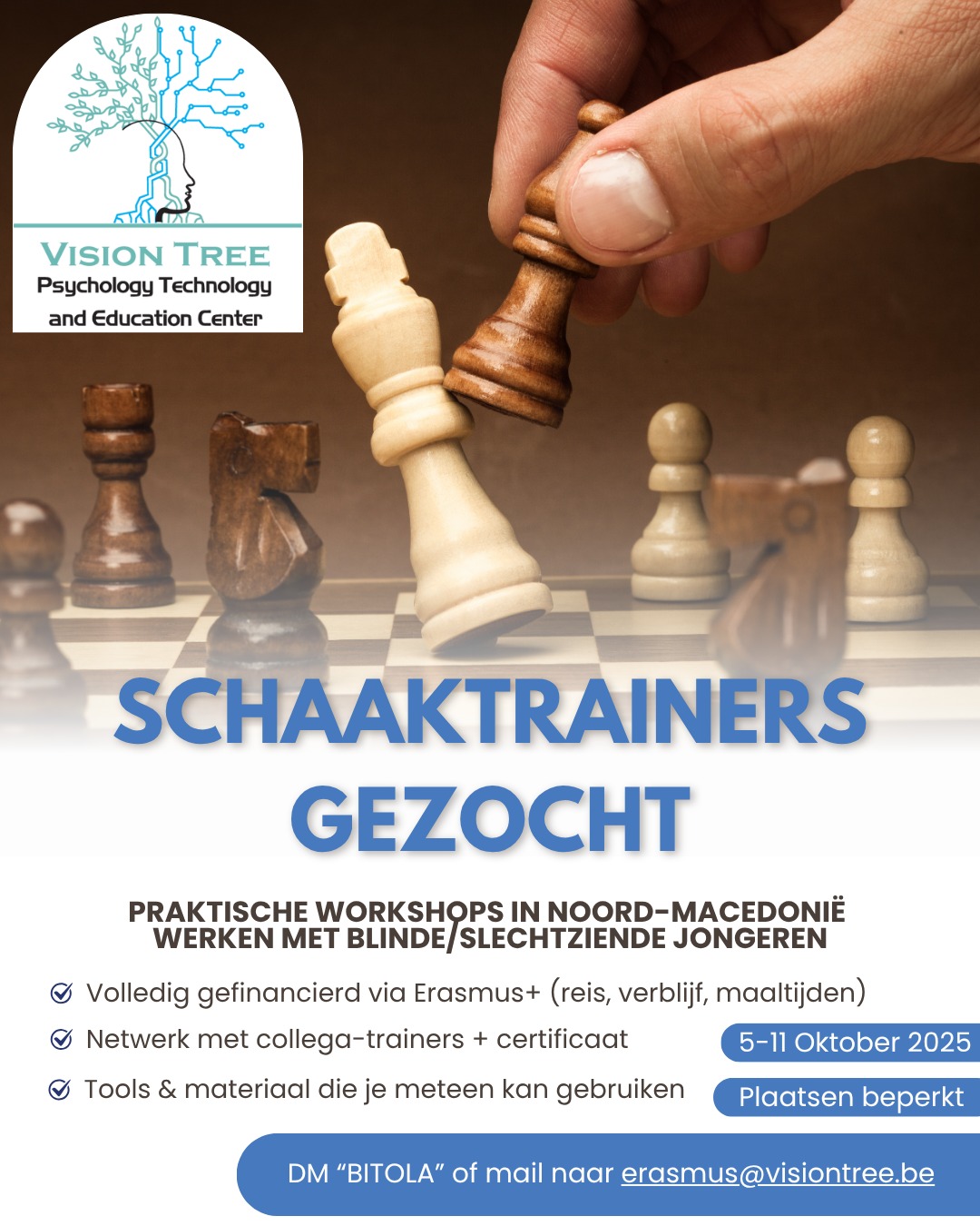 Schaaktrainers gezocht voor inclusieve trainingsweek in Bitola